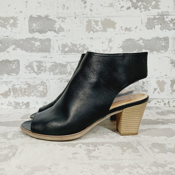 Gabor Shoes - NEW Gabor Black Leather Slip On Block Heel Ankle Bootie Sandals W251